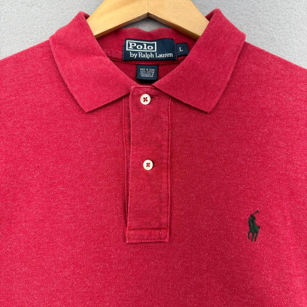 Y2K Ralph Lauren Classic Polo Shirt Red Green Pony SZ L Golfcore Prep Streetwear